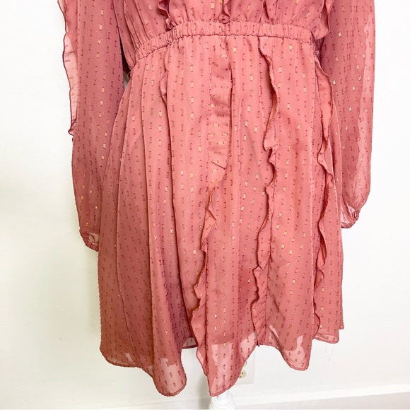 Lauren Conrad Cascading Ruffle Dress Raglan Sleeves Boatneck Midi Without Belt - Picture 6 of 15